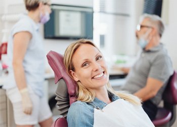 Woman smiling in dental chair 